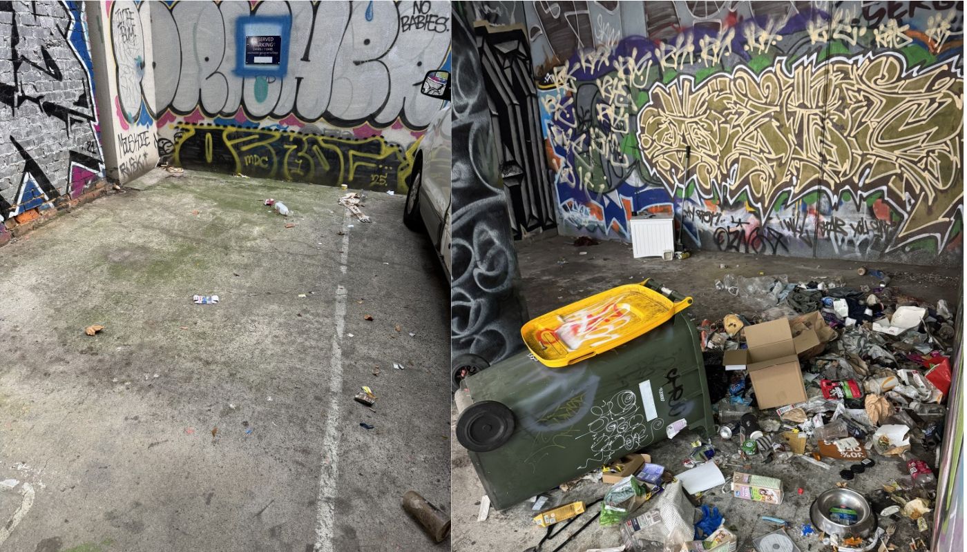 Hazardous rubbish in car park